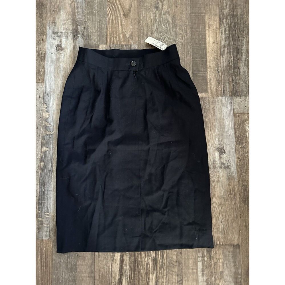 ESCADA Womens Saks Pencil Skirt Size 8 Navy Black Wool Stretch Lined MSRP $390